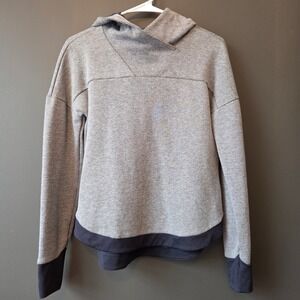 REI Co Op Women Gray Fleece Lined Funnel Neck Hoodie Sweatshirt Size XS Outdoor